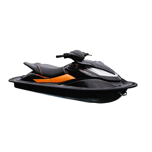 A black and orange jet ski